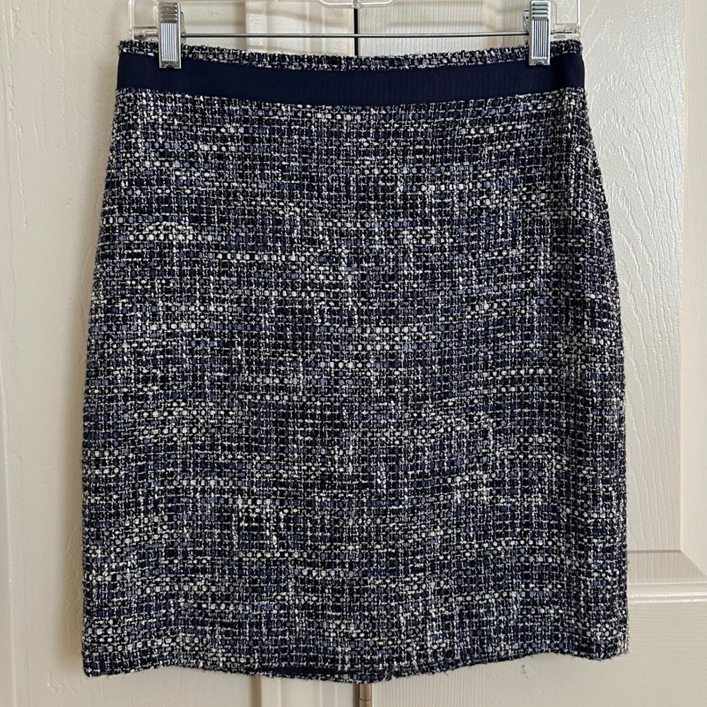 Brooks‎ Brothers Blue & White Tweed Mini Skirt - Woven Italy - Bemberg Lined - 4